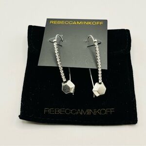 Rebecca Minkoff Silver Crystal Drop Earrings